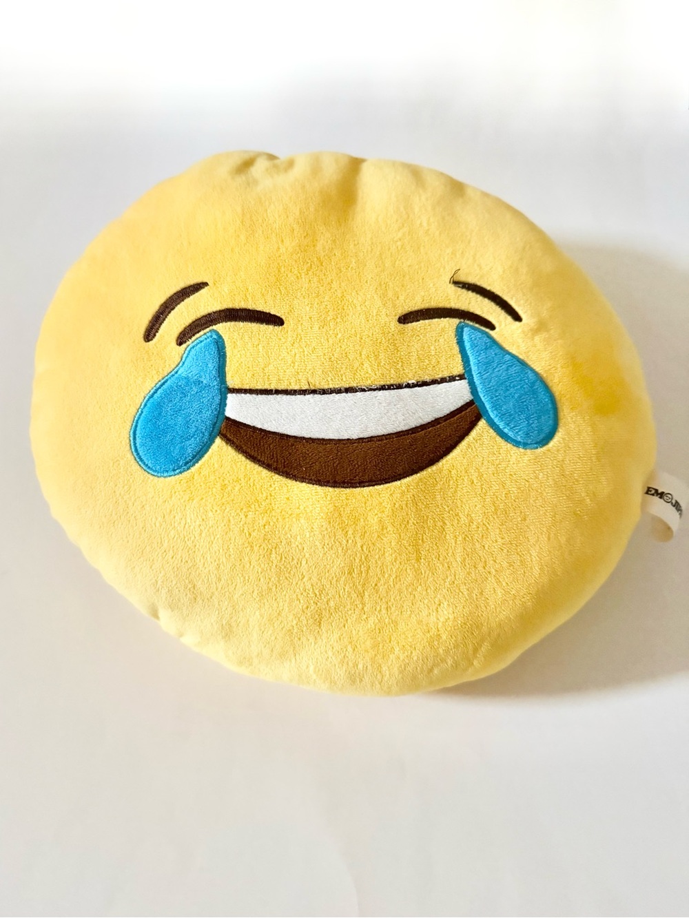 Laughing Tears Emoji Plush Pillow - Yellow